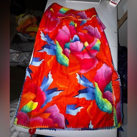 Farm Rio Hombre Chita floral linen midi Aline skirt w/crotched details sz S 
NWT - Picture 9 of 14